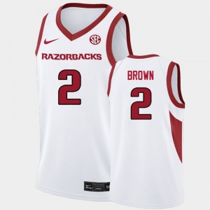 Amere Brown Arkansas #2 Limited College Basketball Men Jersey - White