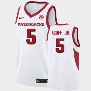 Darius Acuff Jr. Hogs #5 College Basketball Men's 2025-26 Jersey - White
