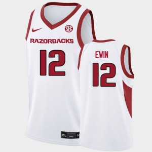 Malique Ewin Arkansas College Basketball Mens #12 Alumni Jerseys - White