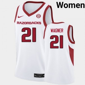D.J. Wagner University of Arkansas College Basketball Replica Women's #21 Jerseys - White