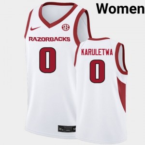 Jaden Karuletwa Arkansas Razorbacks #0 Women College Basketball Embroidery Jerseys - White