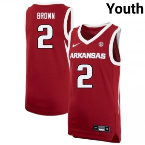 Amere Brown Arkansas College Basketball #2 Player Youth Jerseys - Cardinal