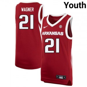 D.J. Wagner Razorbacks Youth #21 College Basketball Embroidery Jerseys - Cardinal