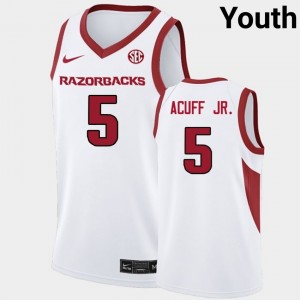 Darius Acuff Jr. Arkansas Razorbacks Replica College Basketball Youth #5 Jerseys - White