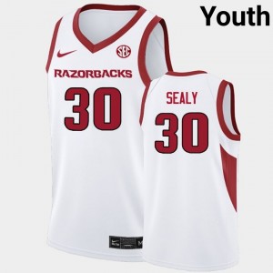 Isaiah Sealy Arkansas 2025-26 #30 College Basketball Youth Jersey - White