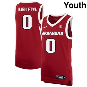 Jaden Karuletwa Razorbacks High School College Basketball Youth #0 Jerseys - Cardinal
