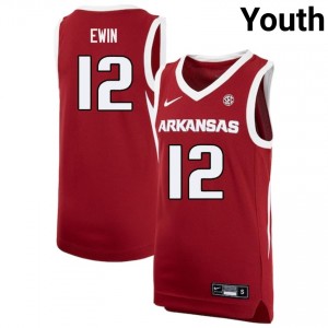 Malique Ewin Arkansas College Basketball Replica Youth #12 Jersey - Cardinal